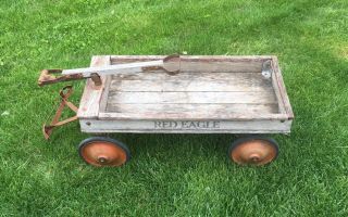 Antique Red Eagle Wood Wagon 2