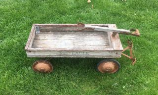 Antique Red Eagle Wood Wagon 6
