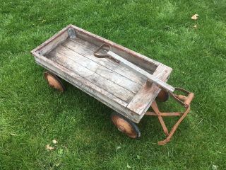 Antique Red Eagle Wood Wagon 7