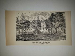 Dickinson College Carlisle Pennsylvania 1876 Sketch Print Rare
