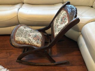 Lovely Victorian Folding Carpet Rocker Rocking Chair - Folds Up For Storing. 3