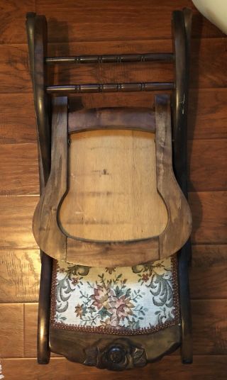Lovely Victorian Folding Carpet Rocker Rocking Chair - Folds Up For Storing. 8