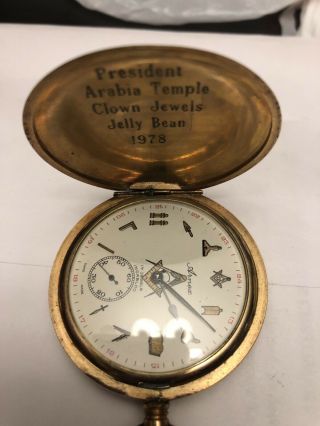 Masonic Arnex 17 Jewels Incabloc Mechanical Wind Up Vintage Pocket Watch 7