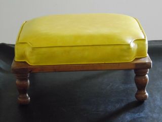 Mid Century Vintage Ethan Allen Stacking Foot Stool Ottoman Yellow Vinyl