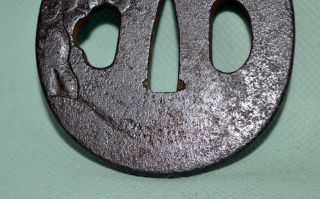 TSUBA for samurai KATANA,  inlay,  demon episode,  Edo,  iron/me053/ 6