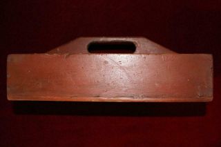 Wonderful Primitive Craftsman ' s Tote In Red Paint 4 Sections Very Solid 4