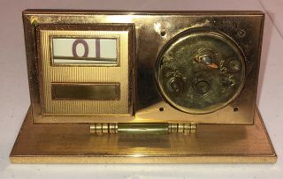Vintage Seth Thomas 8 Day 7 Jewels Calendar Desk Clock Eight Date Germany Brass 2
