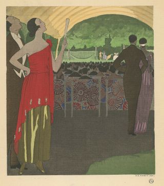 1921 Paul Poiret Fine Art Deco Pochoir Spectacular Gazette du Bon Ton Vintage 2
