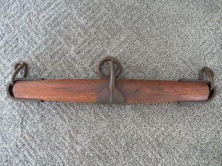 Antique Single Tree Horse Wagon Harness Vintage Oak Wood Cast Iron 20 