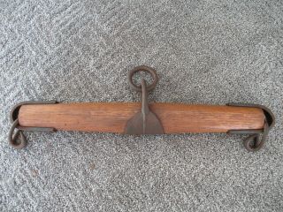 Antique Single Tree Horse Wagon Harness Vintage Oak Wood Cast Iron 20 