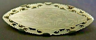 VERY FINELY CARVED CHINESE MOTHER OF PEARL BROOCH - GAMING COUNTER - VERY RARE 2