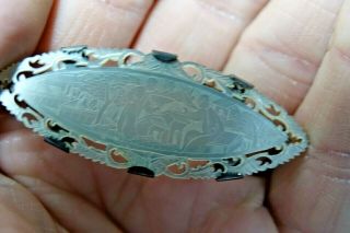 VERY FINELY CARVED CHINESE MOTHER OF PEARL BROOCH - GAMING COUNTER - VERY RARE 4