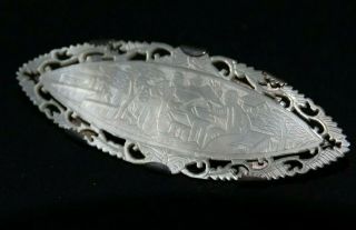 VERY FINELY CARVED CHINESE MOTHER OF PEARL BROOCH - GAMING COUNTER - VERY RARE 5