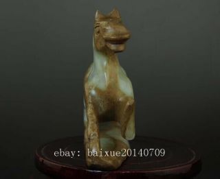 CHINA OLD HAND - MADE JADE ENGRAVING CHINA ZODIAC HORSE SCULPTURE STATUE 03 C01 4