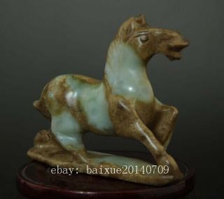 CHINA OLD HAND - MADE JADE ENGRAVING CHINA ZODIAC HORSE SCULPTURE STATUE 03 C01 6