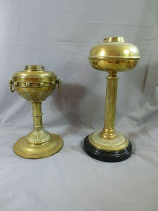2 Victorian Hinks Duplex Oil Lamp Bases,  1 With Brass Fount And A Drop In Fount