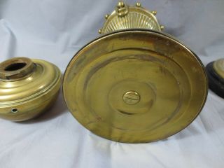 2 VICTORIAN HINKS DUPLEX OIL LAMP BASES,  1 WITH BRASS FOUNT AND A DROP IN FOUNT 7