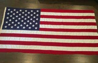 Vintage 50 Star American Flag - Large 116 X 56 - Stitched Stars & Stripes Cotton