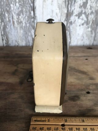 Vintage Ingraham Treasure Eight Day Alarm Clock Gothic Steeple Metal Case 4