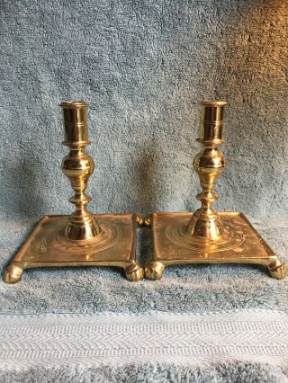 Virginia Metalcrafters Williamsburg Brass Candlestick Candle Holders Claw Foot