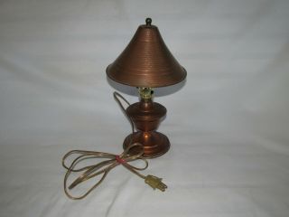 Vintage Arts and Crafts Copper Table Lamp with Shade, 3