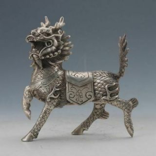 Collect Chinese Tibet Silver Unicorn Statue.