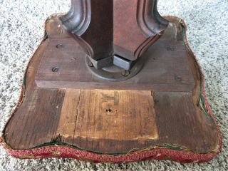 Antique Padded Adjustable Piano Stool Victorian Walnut Cast Iron Pump Organ Seat 7