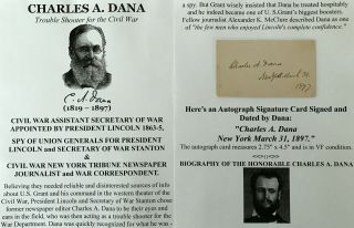 Civil War Secretary War Spy For President Lincoln Correspondent Autograph Signed