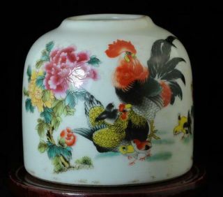 China Old Hand - Made Famille - Rose Porcelain Hand Painted Peony&cock Pen Wash B02