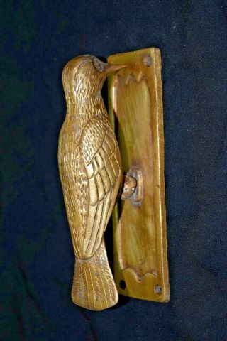 Woodpecker Figurine Door Knocker Victorian Style Brass Solid Bird Door Knocker