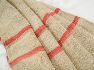 Vtg Antique ROSE STRIPE European HEMP LINEN Fabric FEED SACK GRAIN BAG 51X23 2