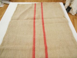 Vtg Antique ROSE STRIPE European HEMP LINEN Fabric FEED SACK GRAIN BAG 51X23 3