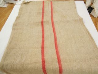 Vtg Antique ROSE STRIPE European HEMP LINEN Fabric FEED SACK GRAIN BAG 51X23 4