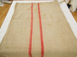 Vtg Antique ROSE STRIPE European HEMP LINEN Fabric FEED SACK GRAIN BAG 51X23 5