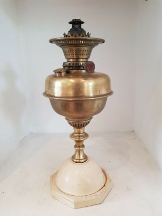 Antique Victorian Youngs Brass Oil Lamp Font Base Burner Central Draft