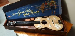 Vintage Emenee Gene Autry Cowboy Guitar W/box Including Chord Selector