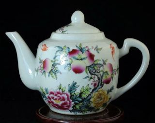 China Old Hand - Made Pastel Porcelain Hand Painted Bird & Flower Teapot B02