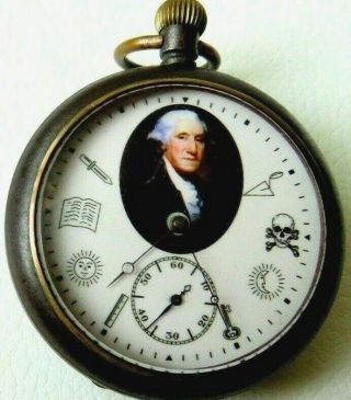 Very rare American President George Washington Masonic dial Elgin Watch c1883 3