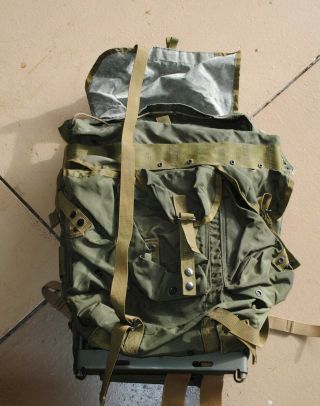 Vintage Us Military Army Nylon Backpack With Metal Frame Combat Field Pack Lc - 1