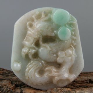 Chinese Exquisite Hand Carved Dragon Jadeite Jade Pendant