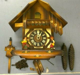 Vintage Hubert Herr Black Forest Cuckoo Clock Triberg,  Germany - Needs Repaired