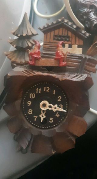 Vintage Small W.  Germany Wind Up Cuckoo Clock With Key And Pendulum -