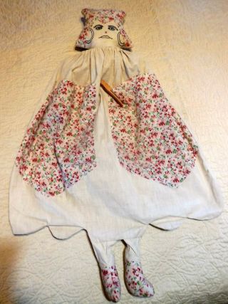 Antique Folk Art Clothespin Clothes Pin Bag Dirty Laundry 1920s Handmade