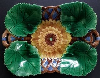 Antique Wedgwood Majolica Sunflower Serving Platter 1875 2