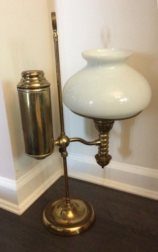 Antique MANHATTAN BRASS CO 1876 - 1879 Student Desk Lamp Electrified 3