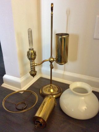 Antique MANHATTAN BRASS CO 1876 - 1879 Student Desk Lamp Electrified 4