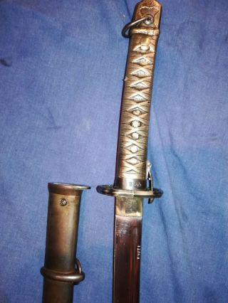 WW2 JAPANESE ARMY NCO WAR SWORD W/ MATCHING FACTORY NUMBER S ON BLADE & SCABORD 4