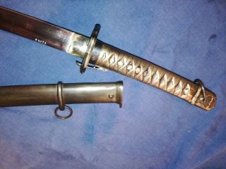 WW2 JAPANESE ARMY NCO WAR SWORD W/ MATCHING FACTORY NUMBER S ON BLADE & SCABORD 5