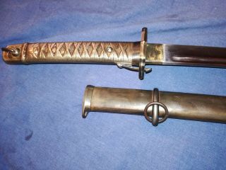 WW2 JAPANESE ARMY NCO WAR SWORD W/ MATCHING FACTORY NUMBER S ON BLADE & SCABORD 6