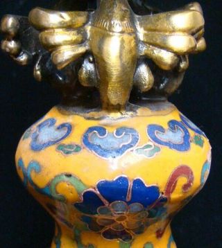 320mm Handmade Carving Statue Brass Cloisonne Enamel Incense Burners 02 5
